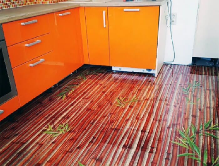 3d бамбуковый пол на кухне